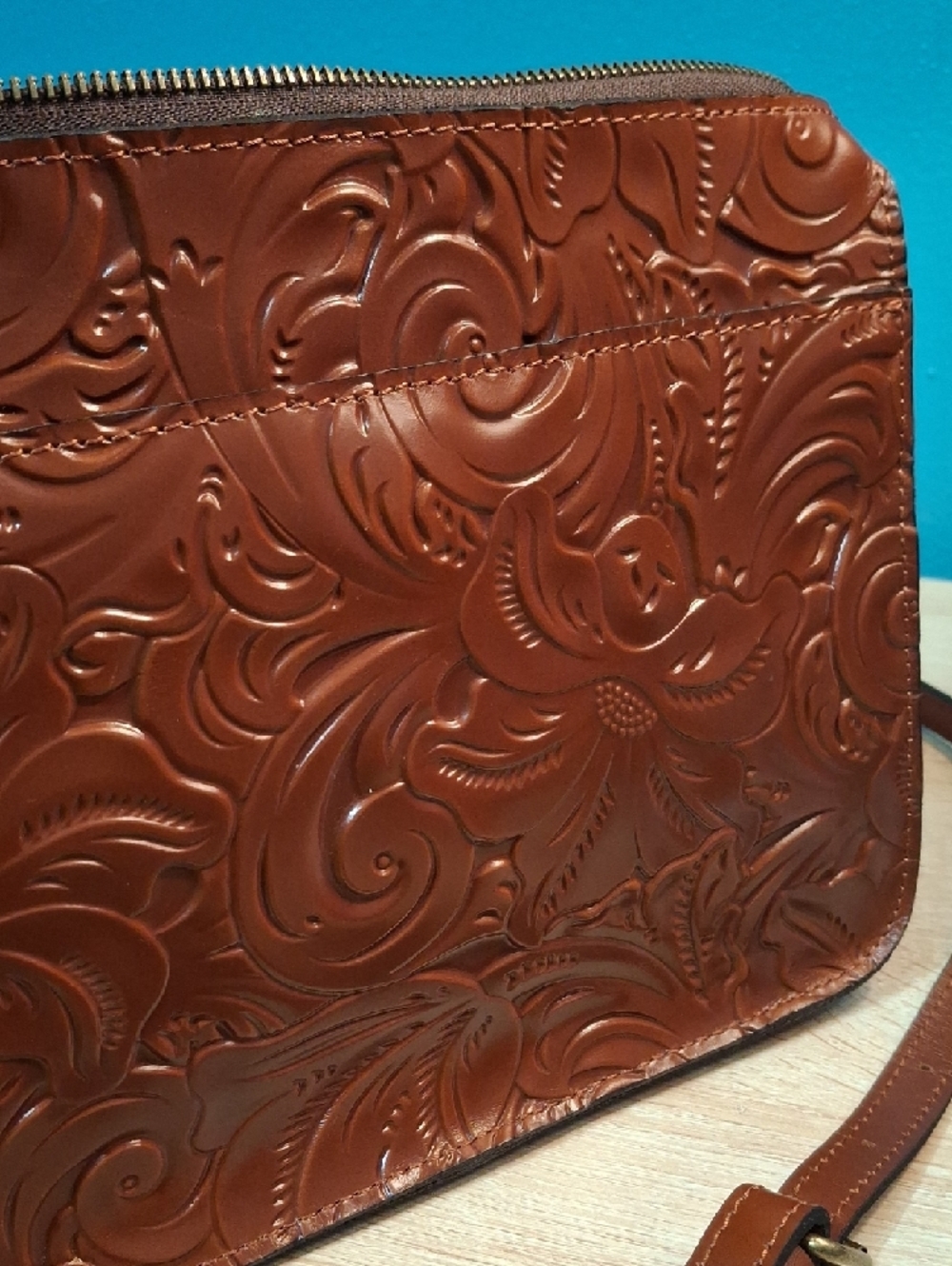 Patricia Nash Tooled Vallata Leather Crossbody - Florence Brown Nwt - Picture 13 of 14